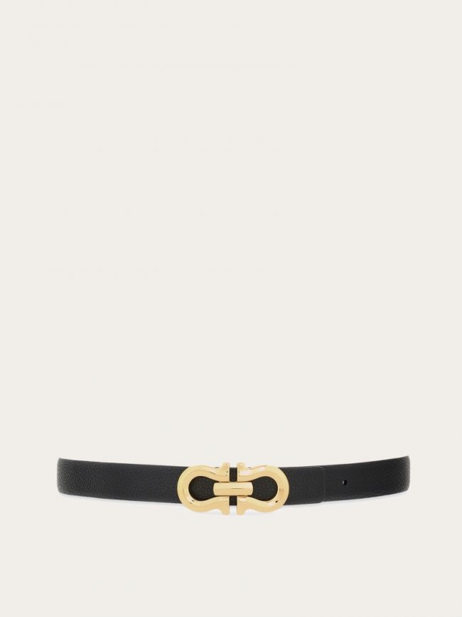 Ferragamo Women's Reversible Gancini Belt - Black/Flame Red | Quick Ship!