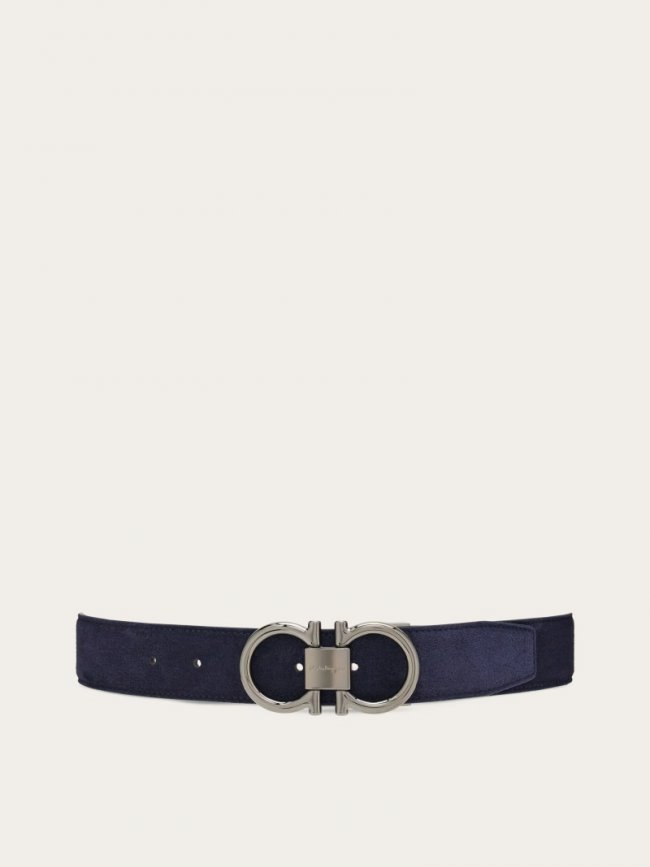 Ferragamo Men's Adjustable Gancini Belt - Navy Blue | Quick Ship!