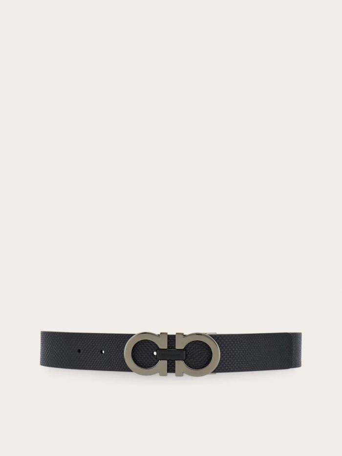 Ferragamo Men's Reversible And Adjustable Gancini Belt - Black/Brown | Quick Ship!
