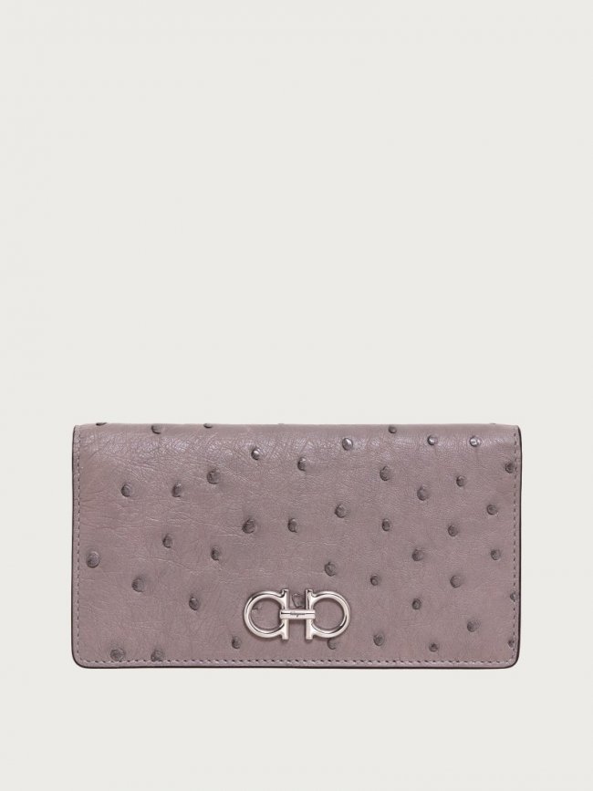 Ferragamo Women's Gancini Continental Wallet - Silver Grey | Quick Ship!