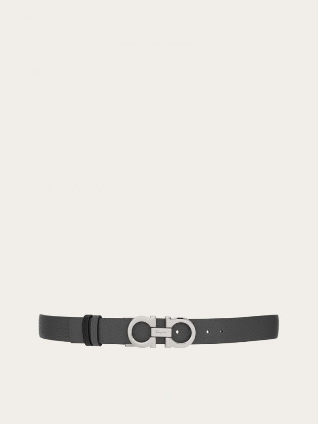 Ferragamo Women's Reversible And Adjustable Gancini Belt - Grey/Black | Quick Ship!