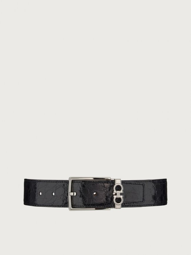 Ferragamo Men's Adjustable Gancini Belt - Black | Quick Ship!