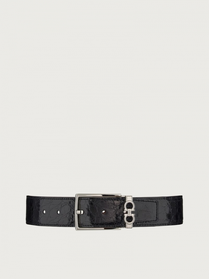 Ferragamo Men's Adjustable Gancini Belt - Black | Quick Ship!