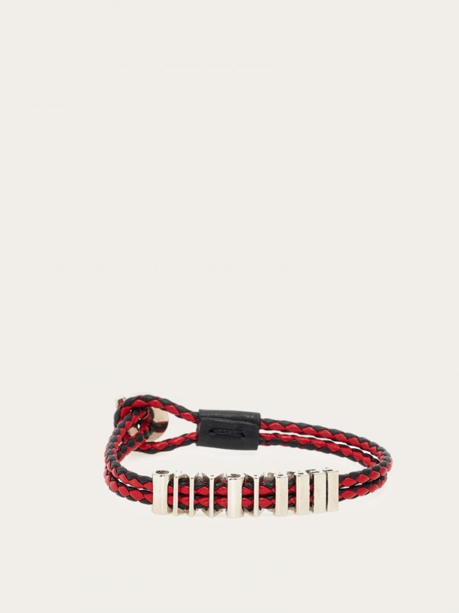 Ferragamo Men's Bracelet - Mis 17 - Black/Red | Quick Ship!