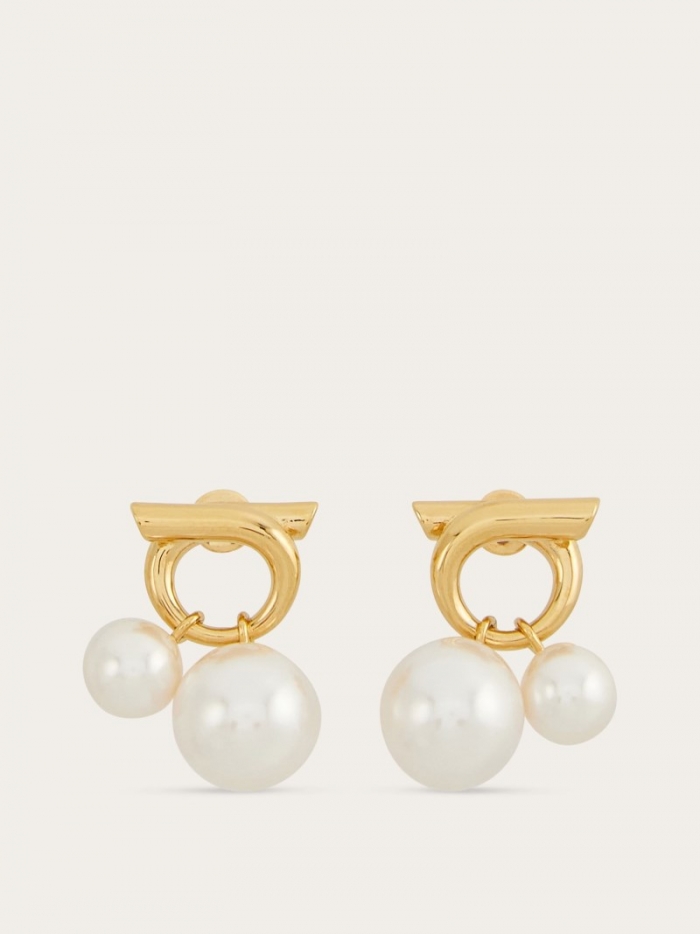 Ferragamo Women's Double Pearl Earrings - Gold | Quick Ship!