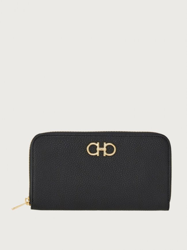 Ferragamo Women's Gancini Continental Wallet - Black | Quick Ship!