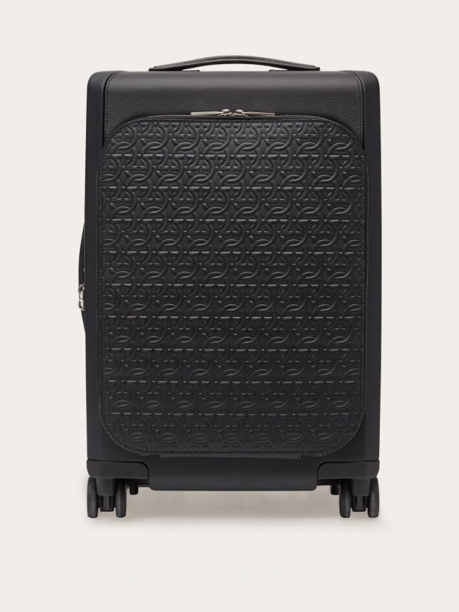 Ferragamo Men's Trolley With Embossed Gancini Pattern - Black | Quick Ship!