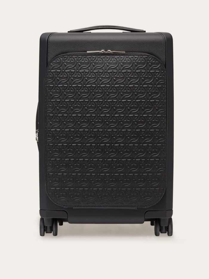 Ferragamo Men's Trolley With Embossed Gancini Pattern - Black | Quick Ship!