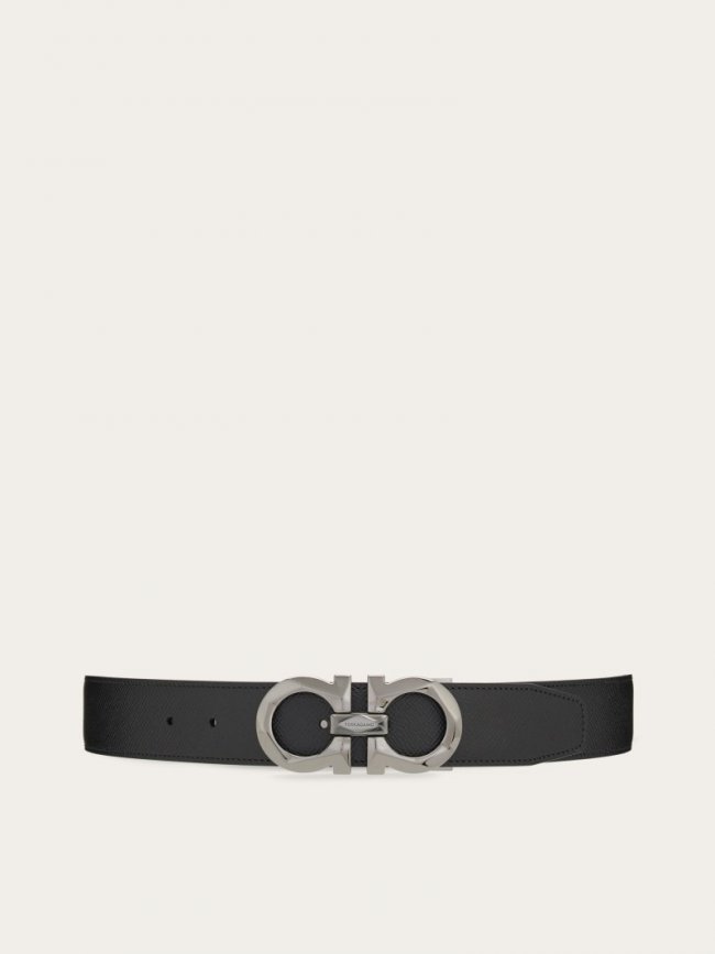 Ferragamo Men's Reversible And Adjustable Gancini Belt - Black/Testa Di Moro | Quick Ship!