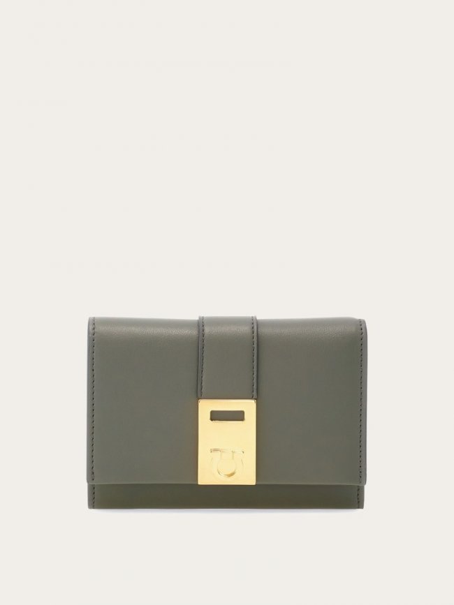 Ferragamo Women's Hug Compact Wallet - Ash Grey | Quick Ship!