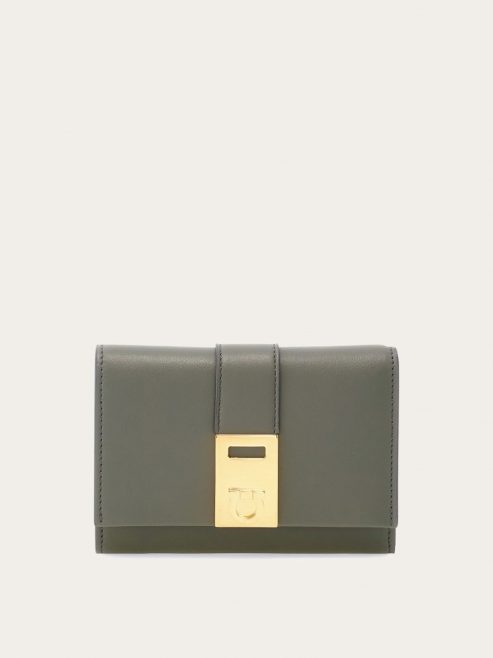 Ferragamo Women's Hug Compact Wallet - Ash Grey | Quick Ship!