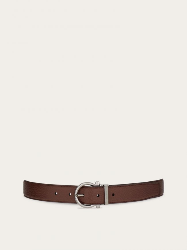 Ferragamo Men's Reversible And Adjustable Gancini Belt - Cocoa/Black | Quick Ship!
