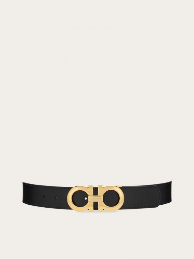 Ferragamo Men's Reversible And Adjustable Gancini Belt - Black/Hickory | Quick Ship!