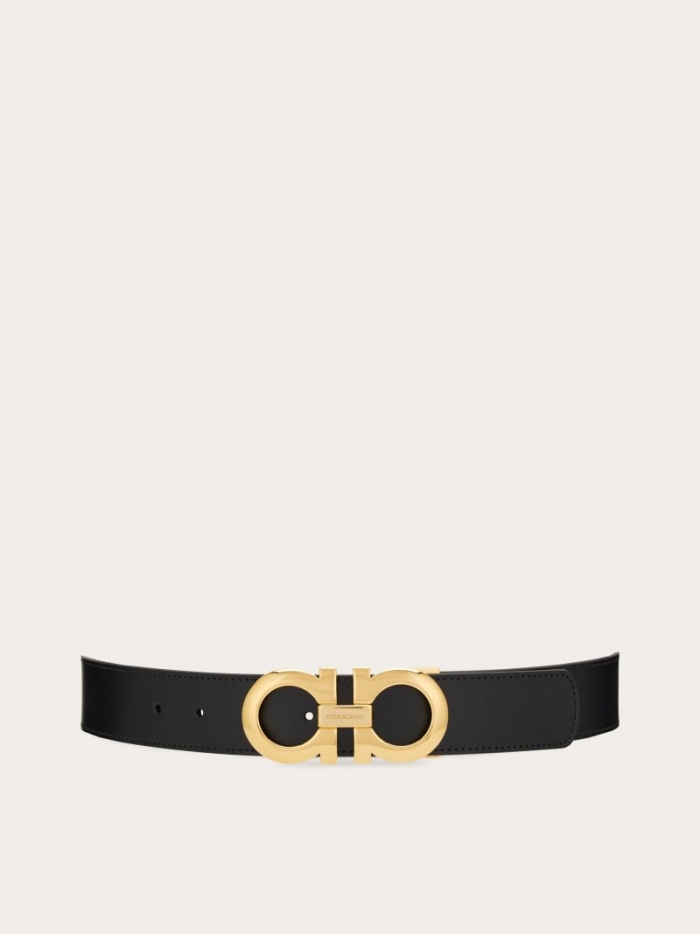 Ferragamo Men's Reversible And Adjustable Gancini Belt - Black/Hickory | Quick Ship!