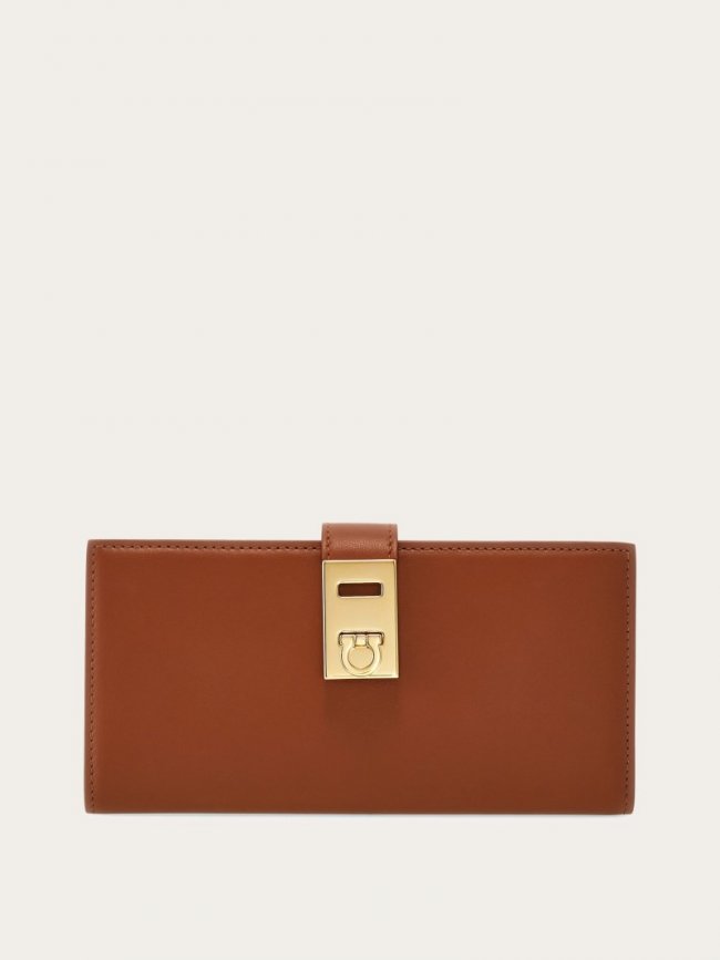 Ferragamo Women's Hug Continental Wallet - Cognac | Quick Ship!