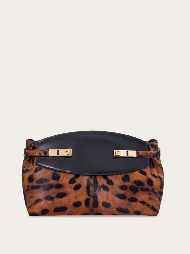 Ferragamo Women's Hug Soft Crossbody Bag - Leopard Print | Quick Ship!