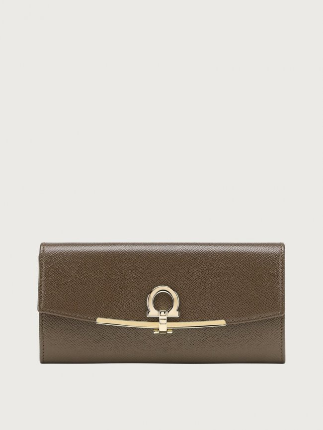 Ferragamo Women's Gancini Continental Wallet - Cumin | Quick Ship!