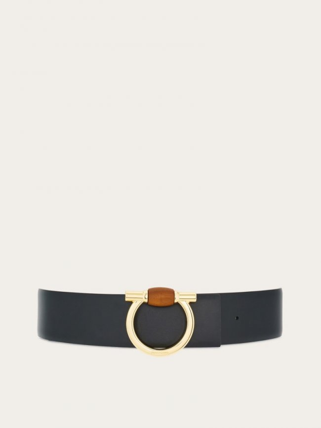 Ferragamo Women's Reversible Gancini Belt - Black/Testa Di Moro | Quick Ship!