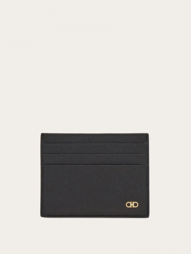 Ferragamo Men's Gancini Credit Card Holder - Black | Quick Ship!