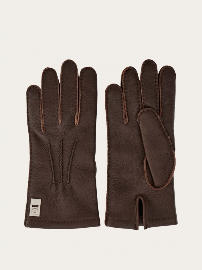 Ferragamo Men's Lined Gloves - Dark Brown | Quick Ship!