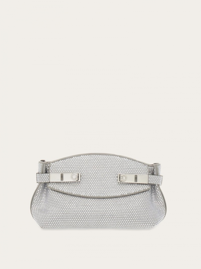 Ferragamo Women's Hug Soft Crossbody Bag With Crystals - Cloud | Quick Ship!