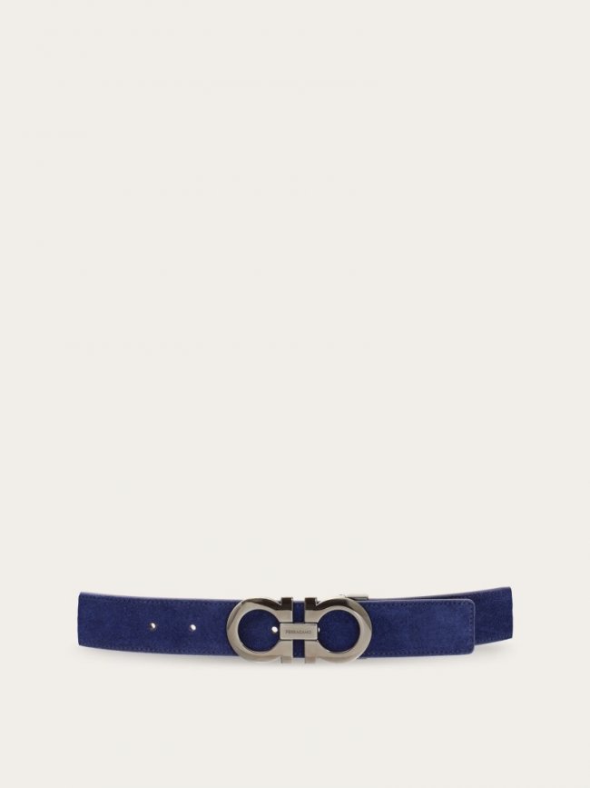 Ferragamo Men's Adjustable Gancini Belt - Midnight Blue | Quick Ship!