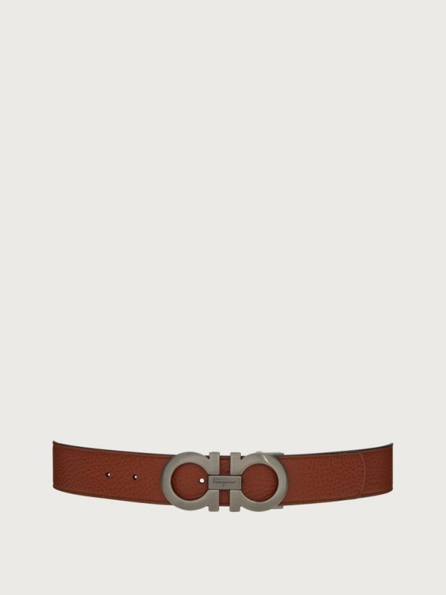Ferragamo Men's Reversible And Adjustable Gancini Belt - Cappuccino/Black | Quick Ship!