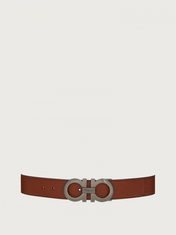 Ferragamo Men's Reversible And Adjustable Gancini Belt - Cappuccino/Black | Quick Ship!