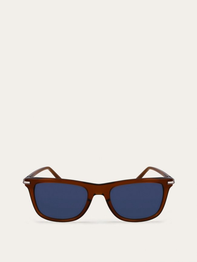 Ferragamo Men's Sunglasses - Transparent Brown/Blue | Quick Ship!