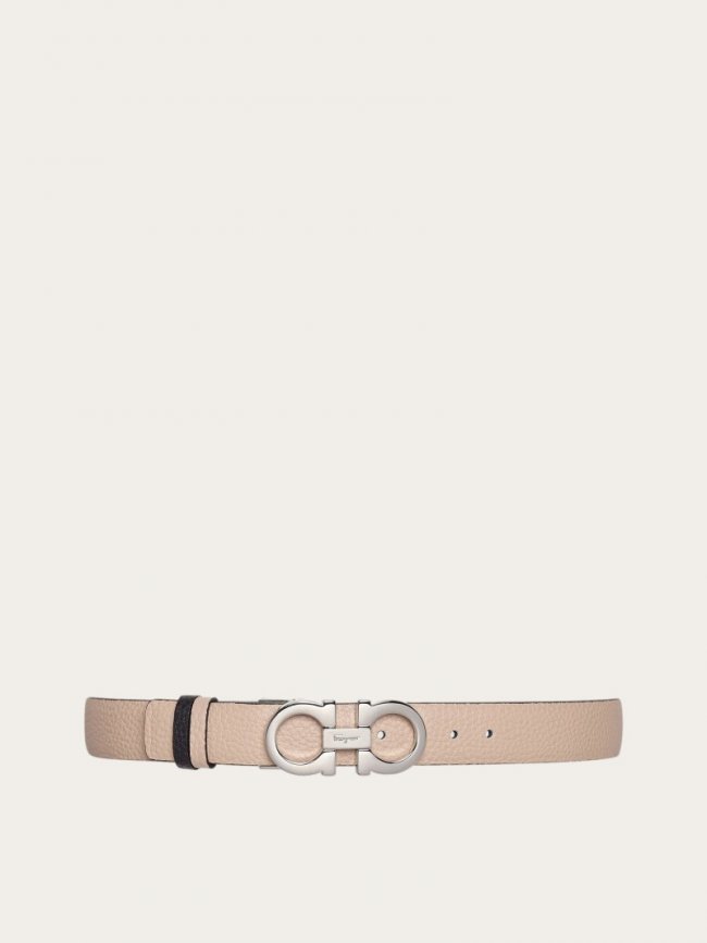 Ferragamo Women's Reversible And Adjustable Gancini Belt - New Bisque/Black | Quick Ship!