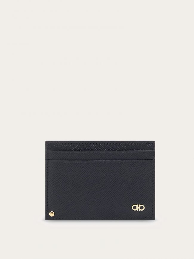 Ferragamo Men's Gancini Credit Card Holder - Black | Quick Ship!