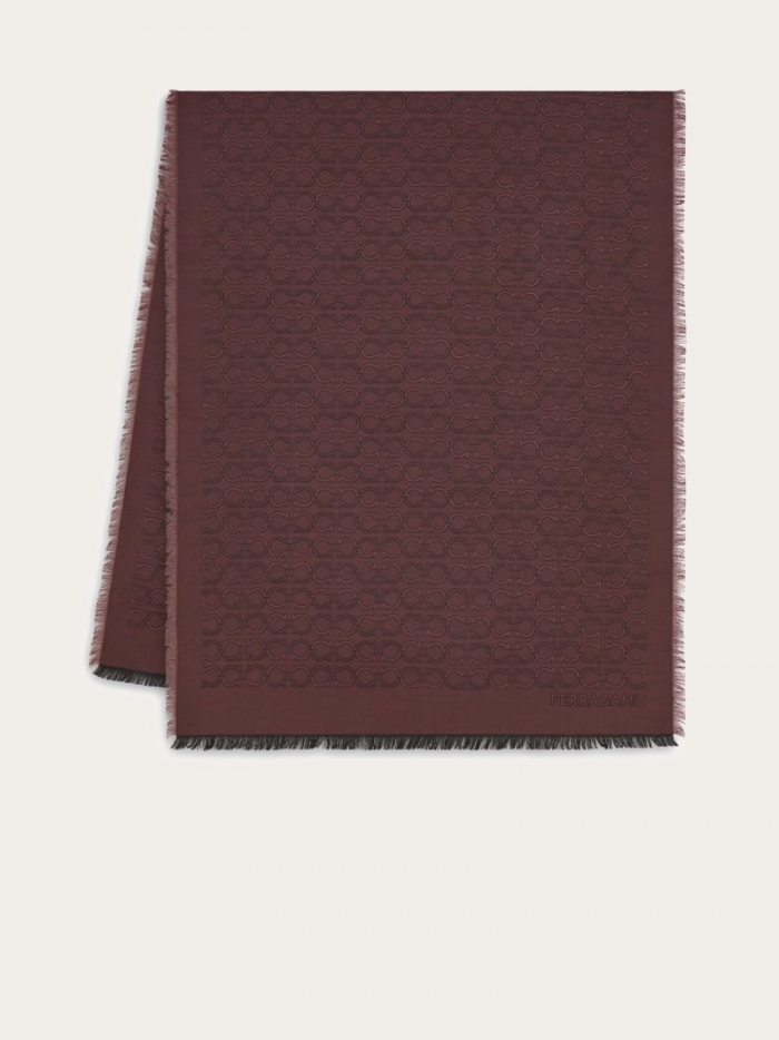 Ferragamo Men's Silk And Cashmere Stole - Bordeaux | Quick Ship!