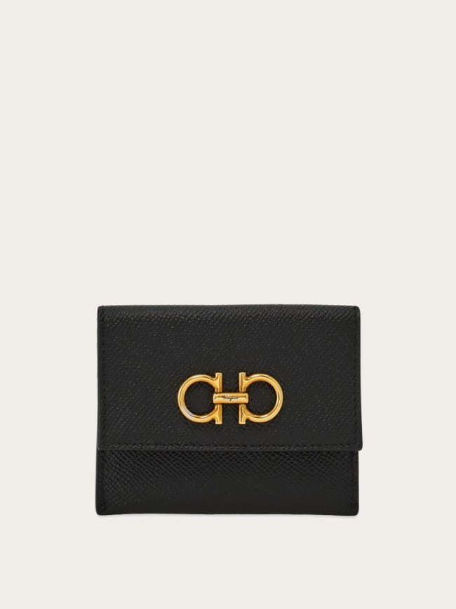 Ferragamo Women's Gancini Credit Card Holder - Black | Quick Ship!
