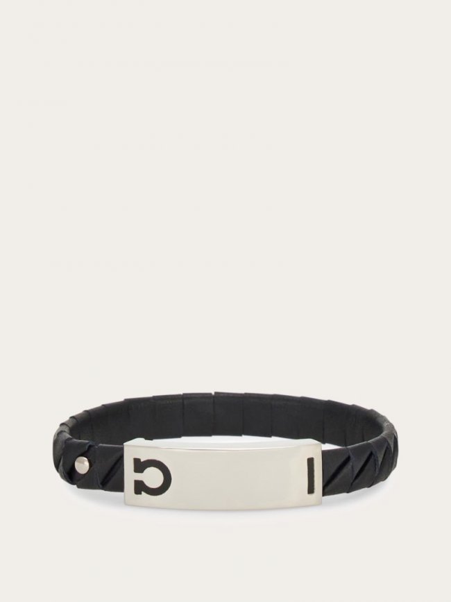 Ferragamo Men's Gancini Bracelet - Black | Quick Ship!