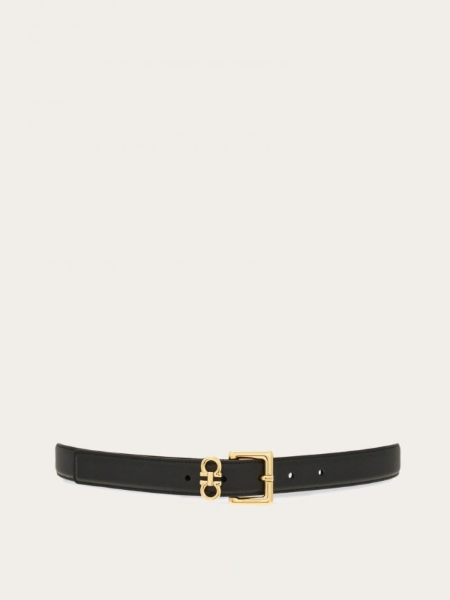 Ferragamo Women's Double Gancini Fixed Belt - Black | Quick Ship!