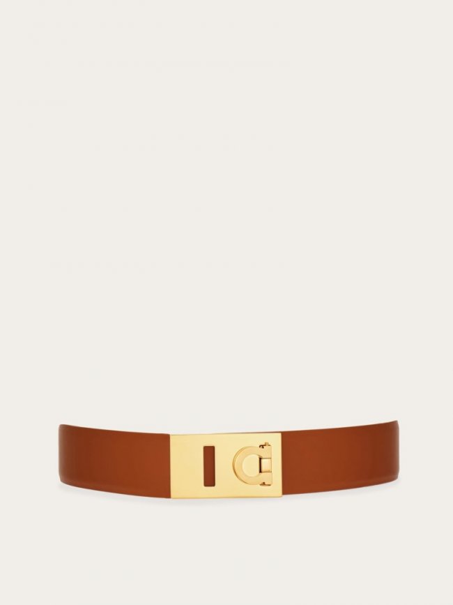 Ferragamo Women's Adjustable Hug Belt - Cognac | Quick Ship!
