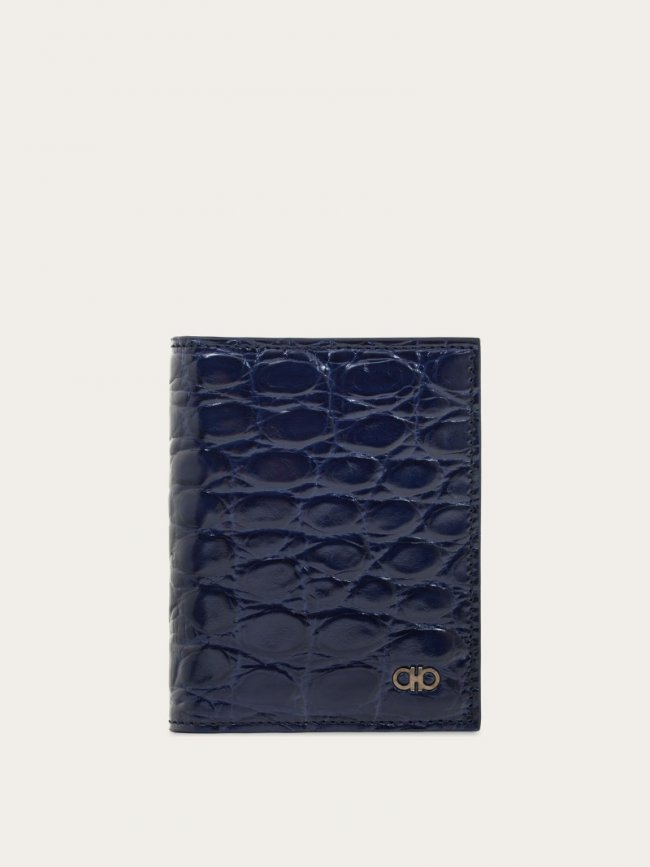 Ferragamo Men's Gancini Credit Card Holder - Blue Marine | Quick Ship!