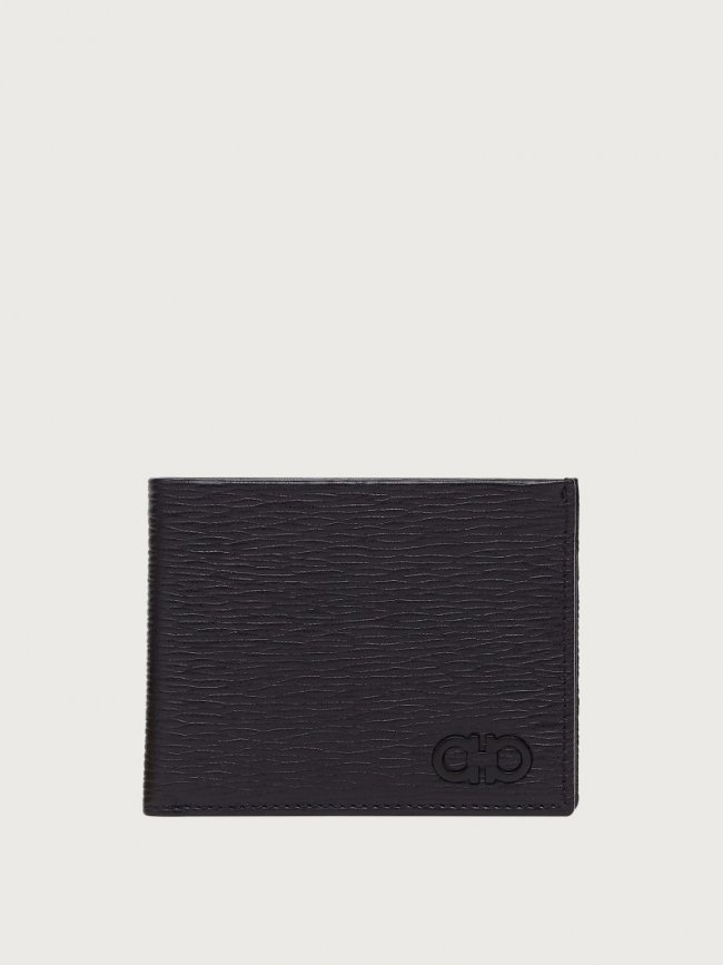 Ferragamo Men's Gancini Wallet With Id Window - Black/Dark Rain | Quick Ship!