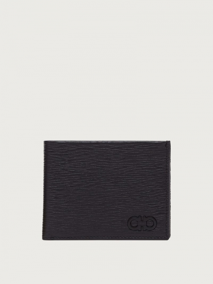 Ferragamo Men's Gancini Wallet With Id Window - Black/Dark Rain | Quick Ship!