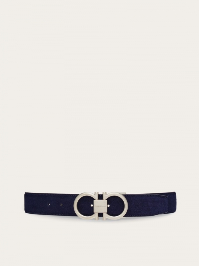 Ferragamo Men's Adjustable Gancini Belt - Midnight Blue | Quick Ship!