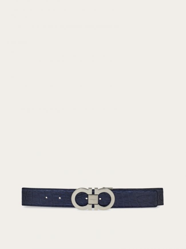 Ferragamo Men's Adjustable Gancini Belt - Marine Blue | Quick Ship!