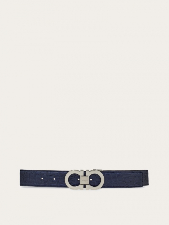 Ferragamo Men's Adjustable Gancini Belt - Marine Blue | Quick Ship!
