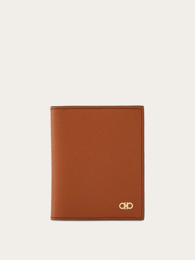 Ferragamo Men's Gancini Credit Card Holder - Cognac | Quick Ship!