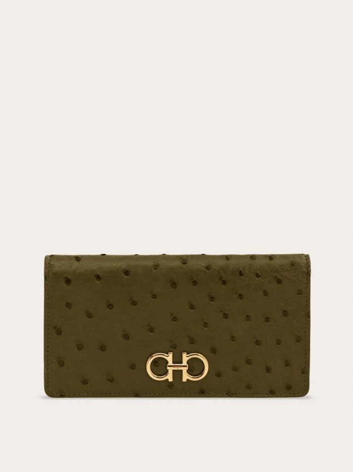 Ferragamo Women's Gancini Continental Wallet - Olive Green | Quick Ship!