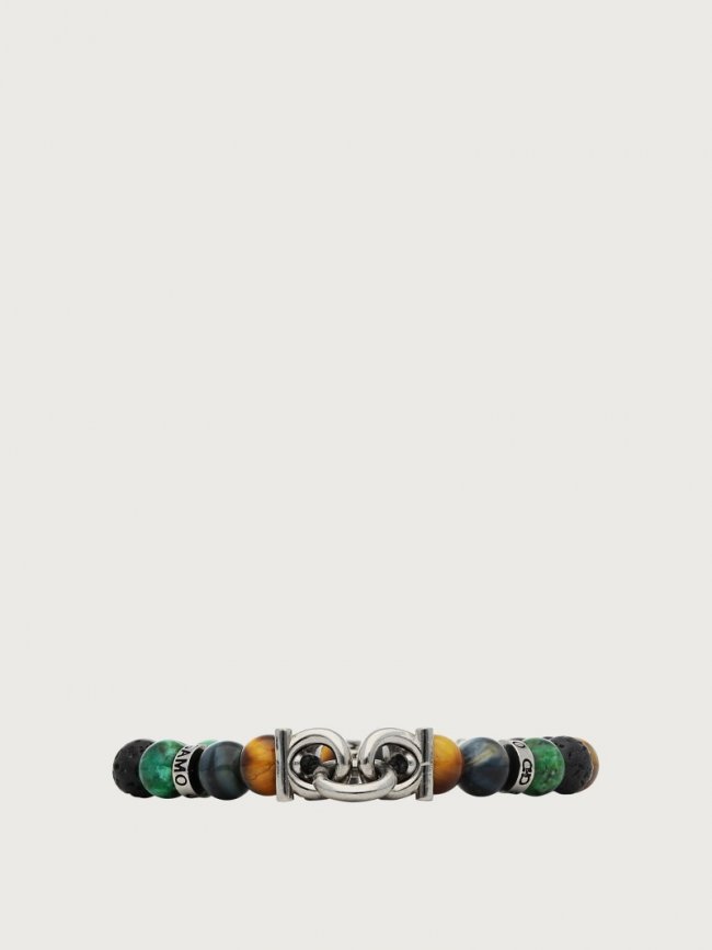 Ferragamo Men's Elasticated Bracelet With Gancini - Multicolor (Size 17) | Quick Ship!