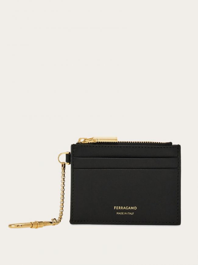 Ferragamo Women's Card Holder With Key Holder - Black | Quick Ship!