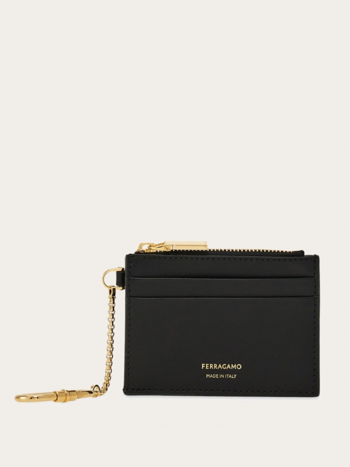 Ferragamo Women's Card Holder With Key Holder - Black | Quick Ship!