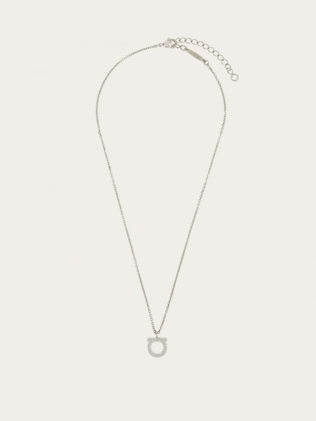 Ferragamo Women's Gancini Crystals Necklace - Palladium (S) | Quick Ship!