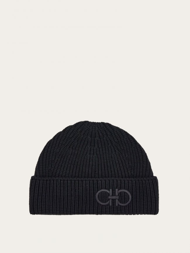 Ferragamo Men's Wool Beanie - Black | Quick Ship!