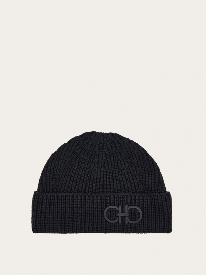 Ferragamo Men's Wool Beanie - Black | Quick Ship!